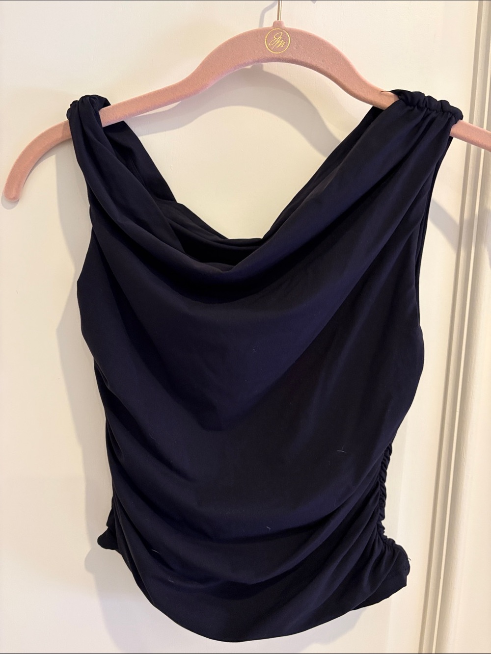 Drape-Front Sleeveless Top - Black